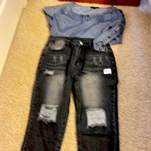 Sm boyfriend cut distress Jean never been worn